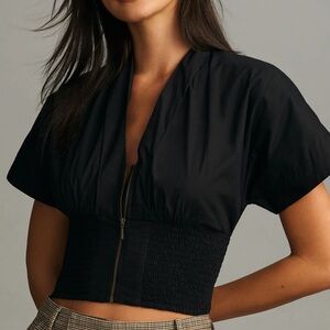 Anthropologie Maeve Zip-Front Blouse